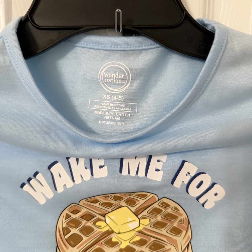 Wonder Nation Light Blue and Navy Breakfast Pajama Set - Picture 6 of 7